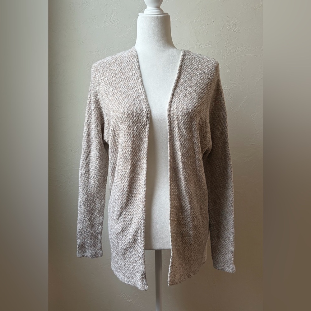 American Eagle Oatmeal Beige Marled Knit Open Front Cardigan Small - Picture 2 of 8